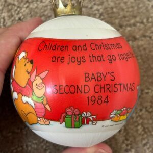 Disney Hallmark VTG Winnie The Pooh Ornament BABY'S SECOND CHRISTMAS Piglet
